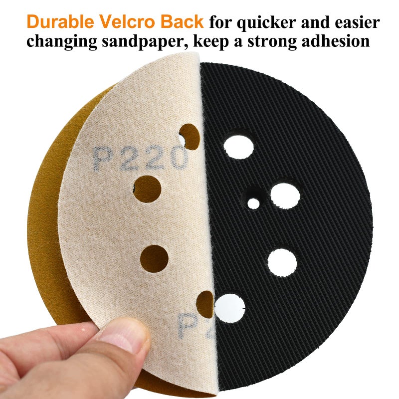 Aiyard 5-Inch 8-Hole Hook and Loop Sanding Discs 220-Grit Random Orbit Sandpaper, 100-Pack - Image 4