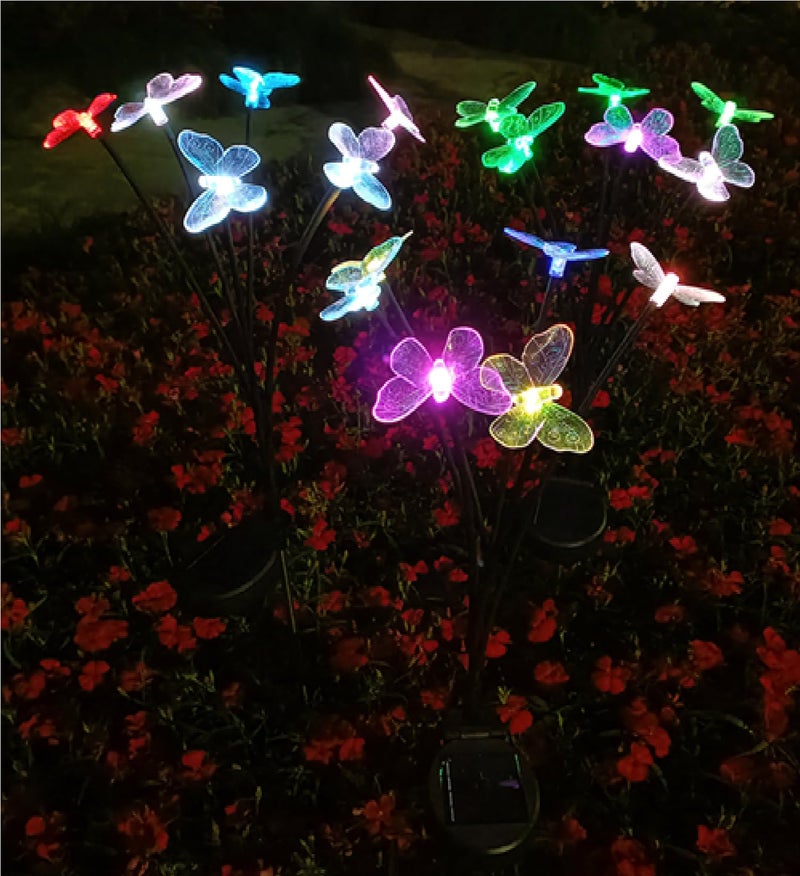 GIGAWATTS GW-910 Butterfly Solar Garden Light | 8 LED Solar Light Outdoor Garden String Light with 600mAh Battery, IP65 Waterproof Fairy Lights for Lawn & Patio Decoration (Pack of 1, Multicolor) - Image 1