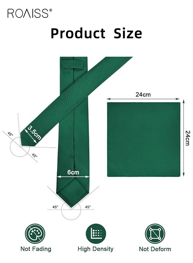 رويس مجموعة ربطة عنق مربعة الشكل بلون واحد للرجال، تتميز بعرض 7.5 سم، ربطة عنق خضراء مثالية لحفلات الزفاف والمواعدة وارتداء العمل اليومي، مجموعة إكسسوارات متعددة الاستخدامات وأنيقة - Image 3