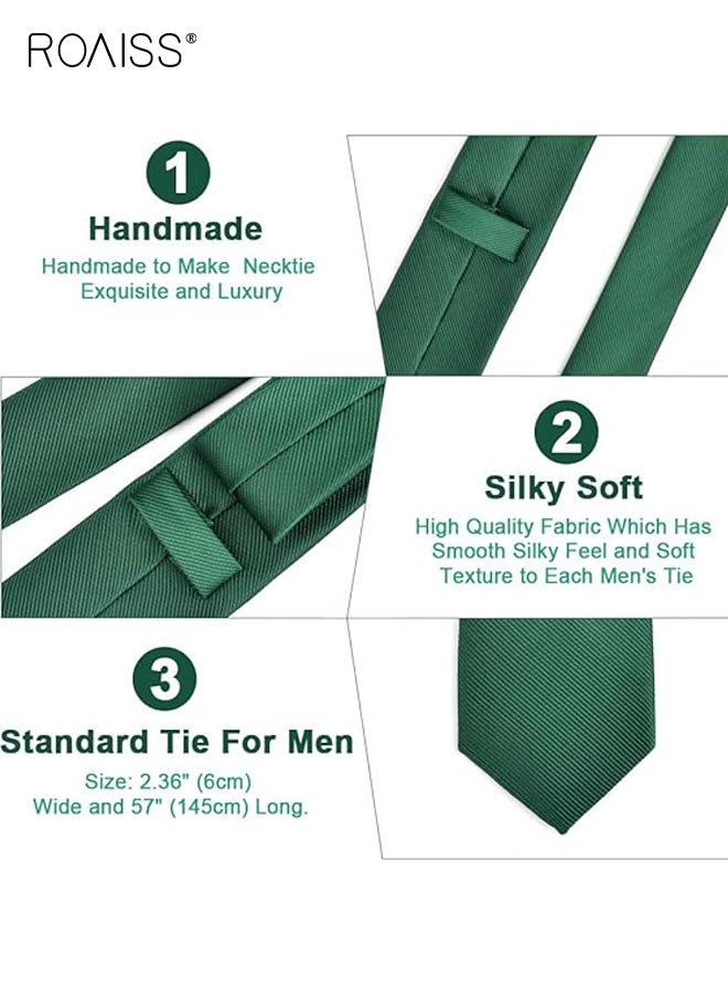 رويس مجموعة ربطة عنق مربعة الشكل بلون واحد للرجال، تتميز بعرض 7.5 سم، ربطة عنق خضراء مثالية لحفلات الزفاف والمواعدة وارتداء العمل اليومي، مجموعة إكسسوارات متعددة الاستخدامات وأنيقة - Image 4