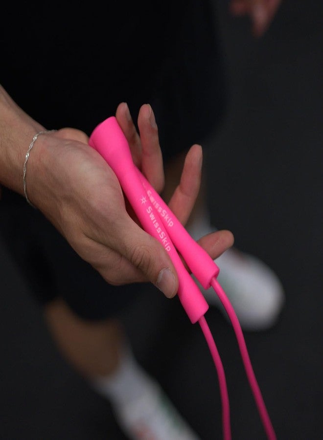 Swissskip Speed Jump Rope by Dayan Kolev, 5mm PVC Skipping Rope, for Beginners and Advanced Athletes, Ideal for Fitness, Cardio, Boxing & CrossFit, Adjustable length with Unbreakable Handles (Pink) - Image 2