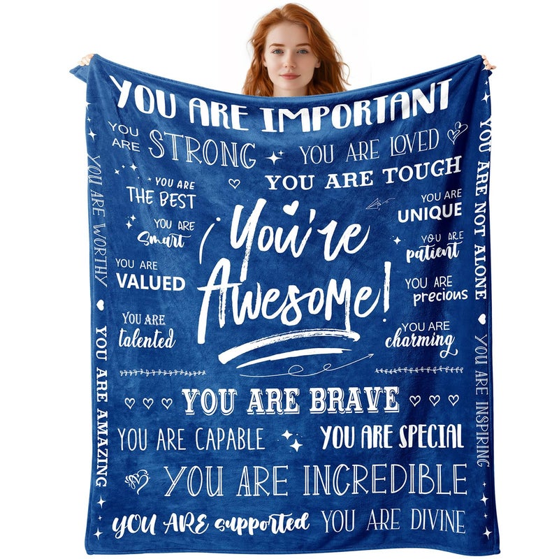 TenGlow Men Blanket Get Well Gifts for Men - You are Awesome 40"" x 50"" Soft Throw Blanket - Inspirational Gift for Him Thinking of You Friendship Feel Better After Surgery Gifts - Image 1