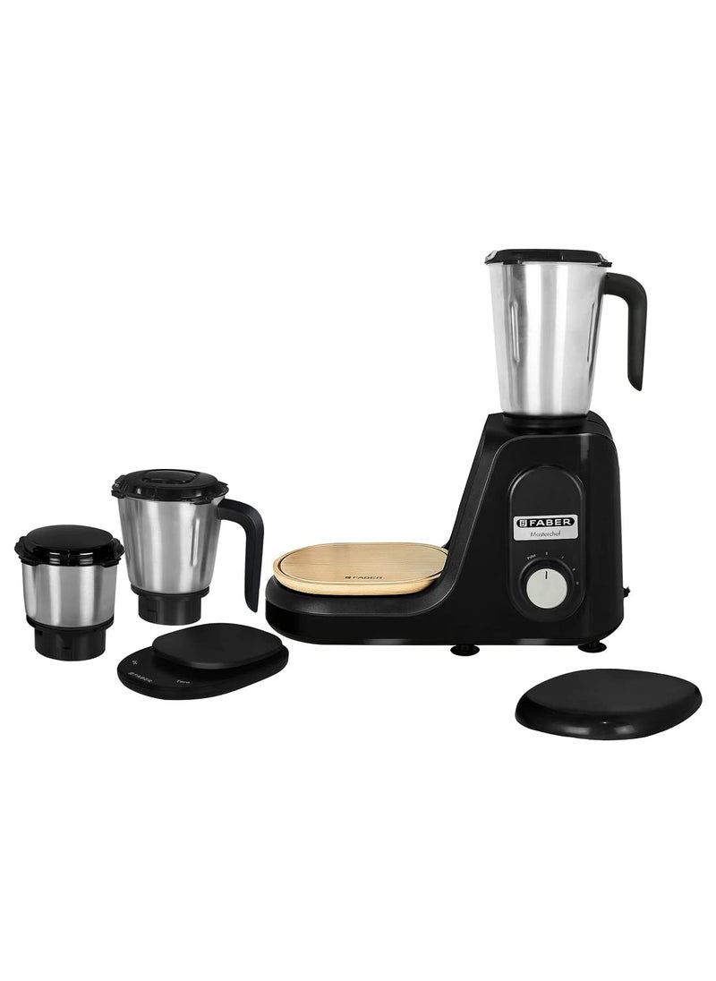 Faber Faber 3 jar mixer grinder, 1000 watt (FMG Master Chef 1000 3J BK) with Weighing Scale, Chopping board & Spatula, Black  - Image 1