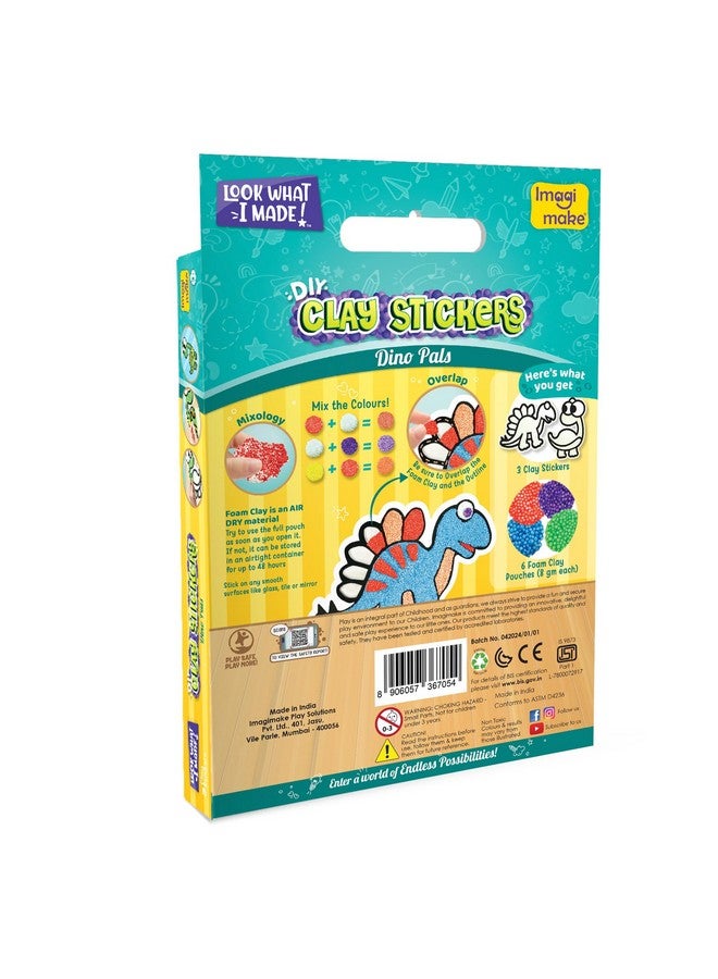 إيماجيميك ملصقات الطين: Dino Pals | اصنع 3 ملصقات DIY فريدة باستخدام الطين الذي يجف في الهواء | بدون فوضى، مناسب للسفر | هدايا قابلة للإرجاع للأطفال من سن 3 و4 و5 و6 و7 و8 سنوات الاسم: B0D3Vkcwgf - Image 2