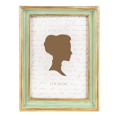 AELS 5x7 Inch Vintage Picture Frame Elegant Antique Photo Frames with Glass Front Photo Display Tabletop Wall Hanging Gift Ideas Sage Green with Gold Trim - Image 1