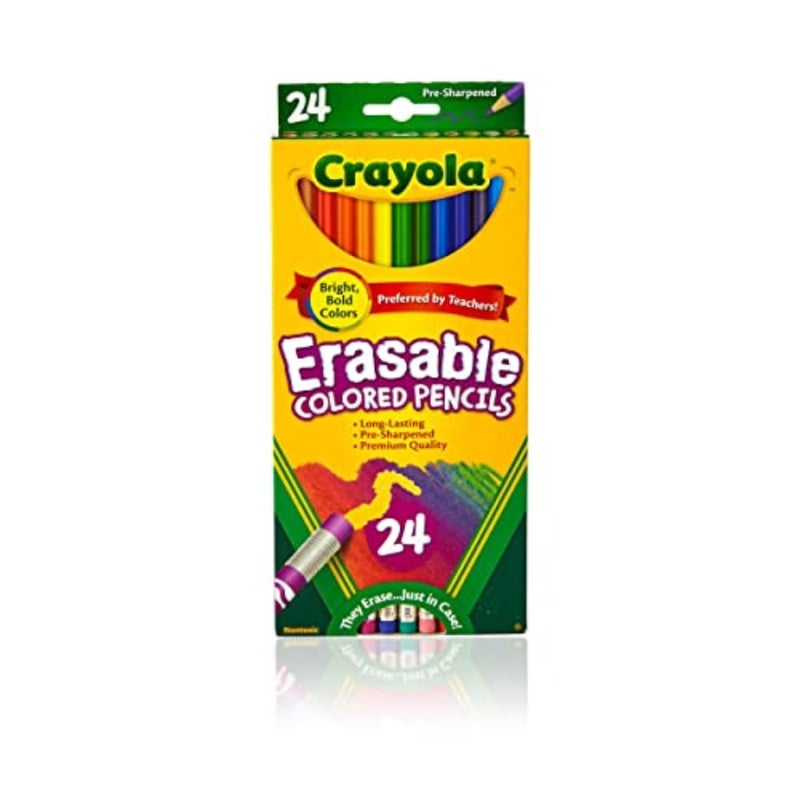 Crayola Erasable Colored Pencils (24ct), Kids Coloring Pencils for Coloring Books, Assorted Colors, Arts & Crafts Supplies, Gifts, Ages 6+ - Image 1