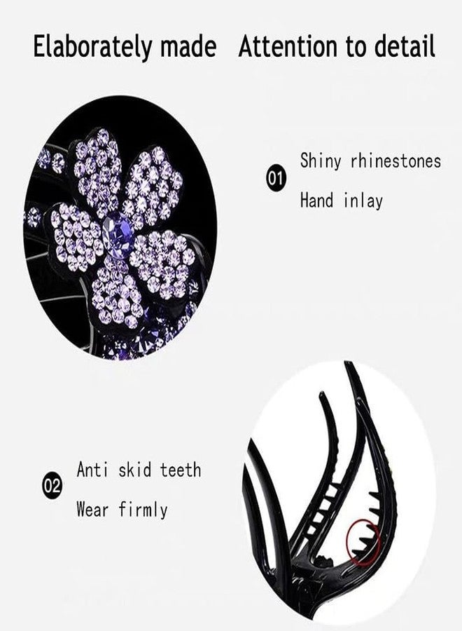 YANWENX 2PCS Heart-Shaped Rhinestone Hair Clips for Women Duckbill Hair Clips Ponytail Clip Hair Barrettes for Women Hair Decorative Hair Clips (Plum Blossom-A) - Image 5