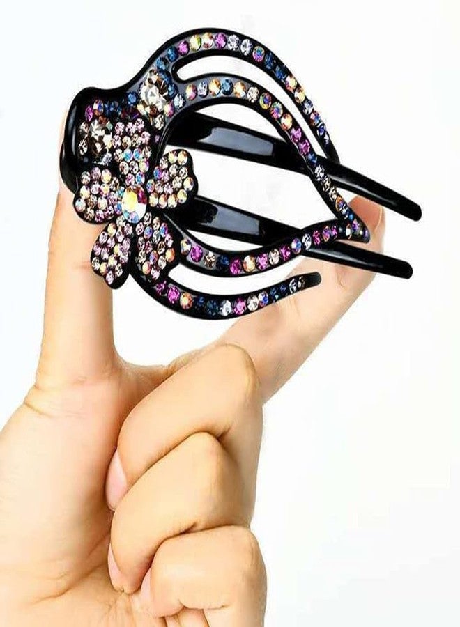 YANWENX 2PCS Heart-Shaped Rhinestone Hair Clips for Women Duckbill Hair Clips Ponytail Clip Hair Barrettes for Women Hair Decorative Hair Clips (Plum Blossom-A) - Image 4