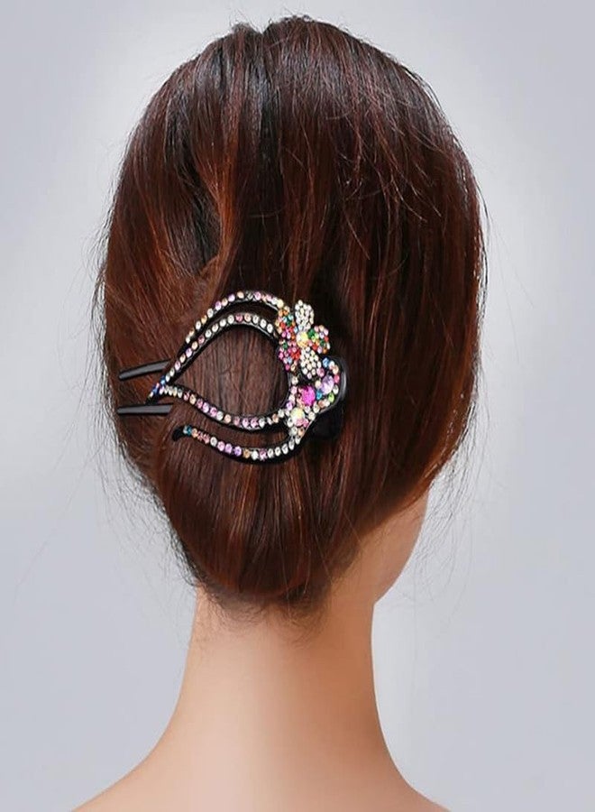 YANWENX 2PCS Heart-Shaped Rhinestone Hair Clips for Women Duckbill Hair Clips Ponytail Clip Hair Barrettes for Women Hair Decorative Hair Clips (Plum Blossom-A) - Image 3