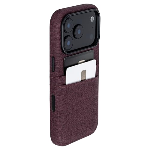 Dockem Card Case for iPhone 17 Pro with Magnetic Mounting Plate Camera Control Button Wallet with 2 Holder Slots M2 Luxe CanvasStyle Synthetic Leather Burgundy - Image 1