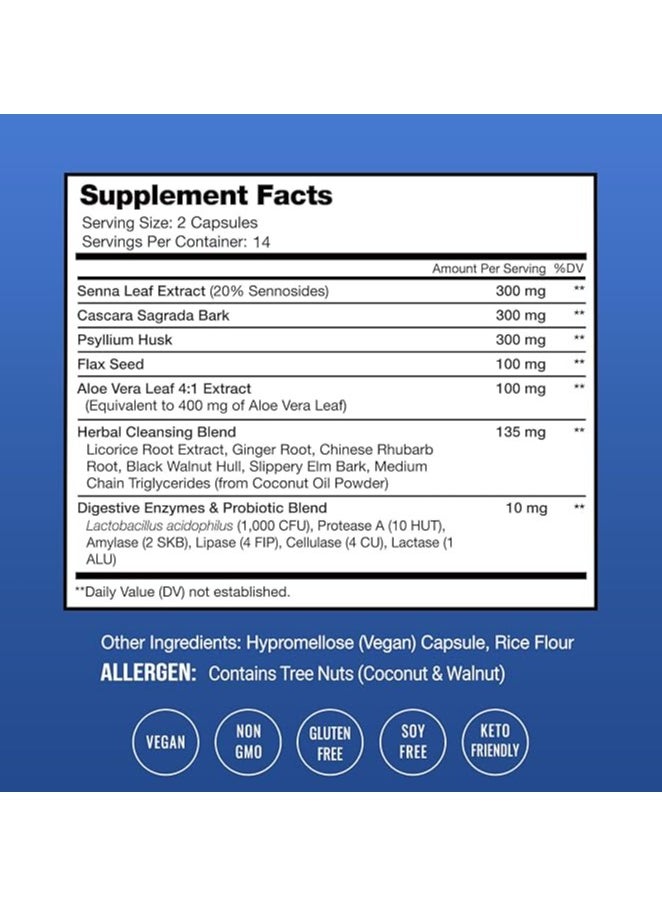 NutraChamps Colon Cleanse & Detox for Weight Loss [14 Day Quick Cleanser] Safe & Effective Formula with Probiotic & Digestive Enzymes for Constipation Relief - Capsules Supplement to Flush Toxins & Boost Energy  - Image 2