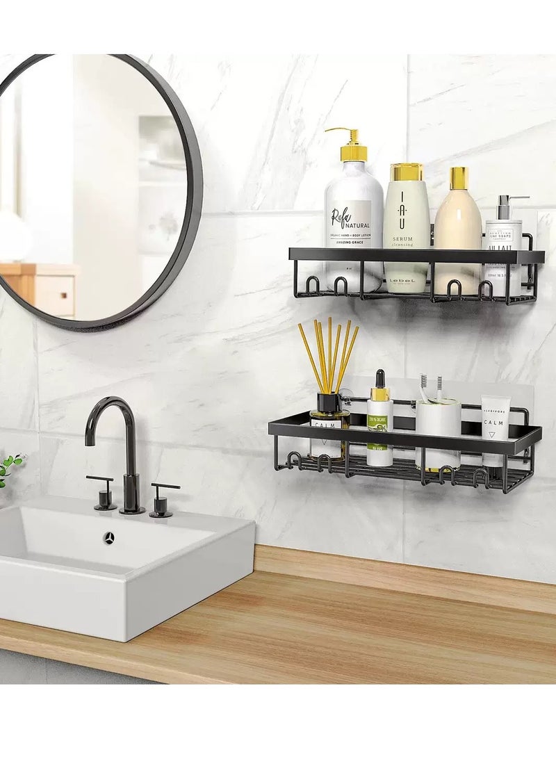 COYICMSS 2-Pack Bathroom organizer bathroom shelf, shelf for bathroom, No Drilling Rustproof Self-Adhesive Shower Shelves for Bathroom Storage, Black - Image 2