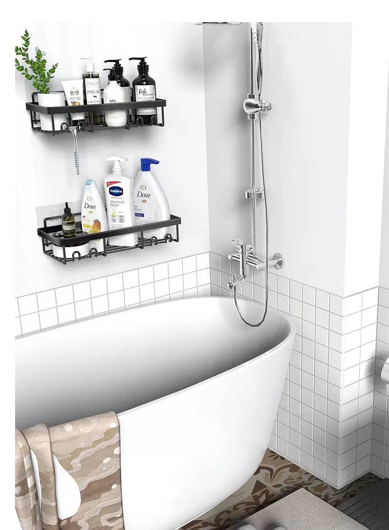 COYICMSS 2-Pack Bathroom organizer bathroom shelf, shelf for bathroom, No Drilling Rustproof Self-Adhesive Shower Shelves for Bathroom Storage, Black - Image 3