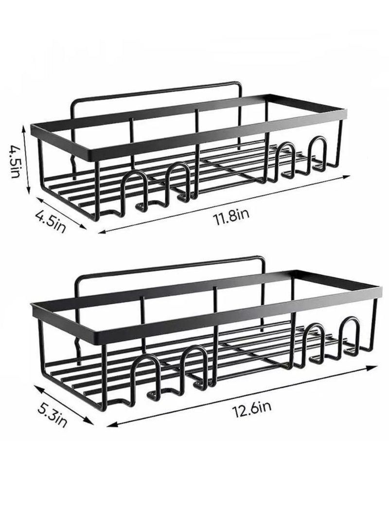 COYICMSS 2-Pack Bathroom organizer bathroom shelf, shelf for bathroom, No Drilling Rustproof Self-Adhesive Shower Shelves for Bathroom Storage, Black - Image 5