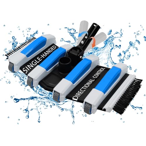 TidyMister Enhanced Pool Vacuum Head with Direction-Control Handle - 17.5in Extra-Wide 4LB Professional Weighted Vac Heads Brush & Wheels -Deep Clean for Vinyl Liner,Inground & Above Ground Swimming Pool - Blue - Image 1