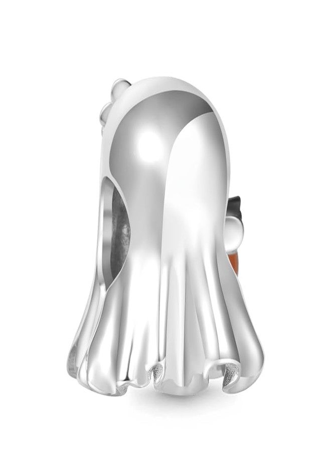 GNOCE Halloween Ghost Drinking Coffee Charm Sterling Silver Bead Halloween Charm Fit Bracelet/Necklace for Women Wife/Jewelry Gift - Image 2