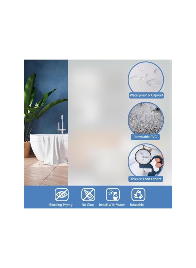The Bros Frosted Window Privacy Film,Reusable Sun Blocking No Glue Self Static Cling Frosted Glass Window Film PVC Opaque Removable Bathroom Door Window Covering Decorative Frosting Stickers-40*200CM - Image 4