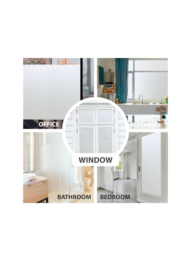 The Bros Frosted Window Privacy Film,Reusable Sun Blocking No Glue Self Static Cling Frosted Glass Window Film PVC Opaque Removable Bathroom Door Window Covering Decorative Frosting Stickers-40*200CM - Image 5