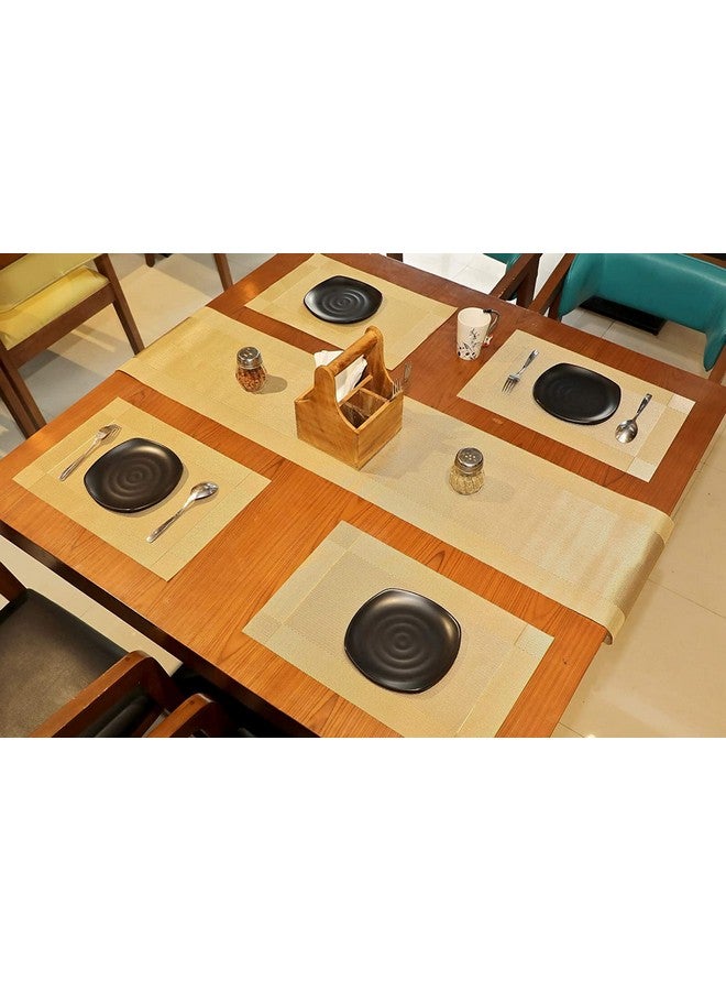 Ramkuwar Dining Table Runner and Placemats Set of 4 Modern Place Mats for Dining Table Decor Kitchen and Table Linens Coffee Mat for Christmas Dinners Gold - Image 5
