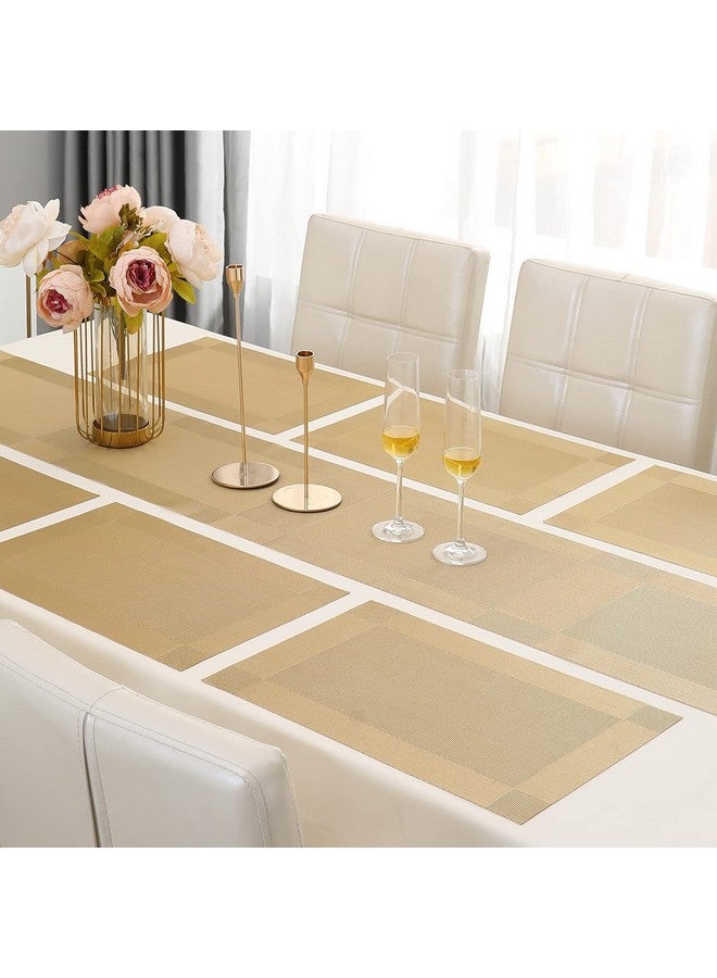 Ramkuwar Dining Table Runner and Placemats Set of 4 Modern Place Mats for Dining Table Decor Kitchen and Table Linens Coffee Mat for Christmas Dinners Gold - Image 3