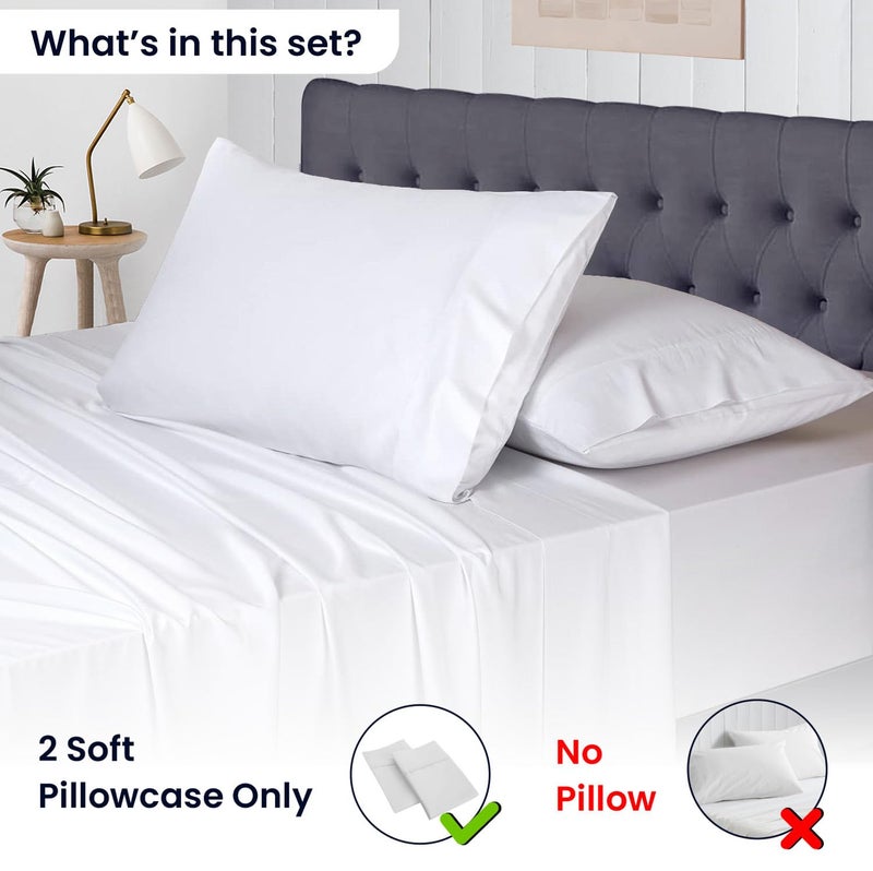 SGI Bedding 100% Egyptian Cotton Queen Set of 2 Pillowcases - 1000 Thread Count, Open End Closure, Ultra-Soft & Luxurious Sateen Weave, Breathable & Durable, Premium Hotel Quality (20" x 30")- White - Image 2