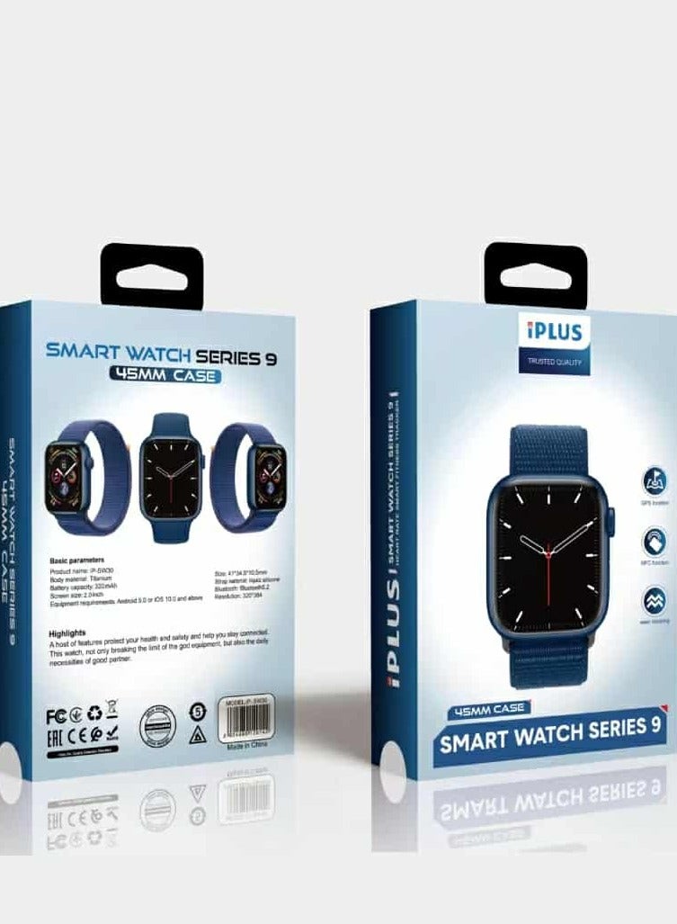 iPLUS Smart Watch Series 9 45mm – 2.0" Display, Bluetooth 5.2, GPS, NFC, Water Resistant, Compatible with Android & iOS