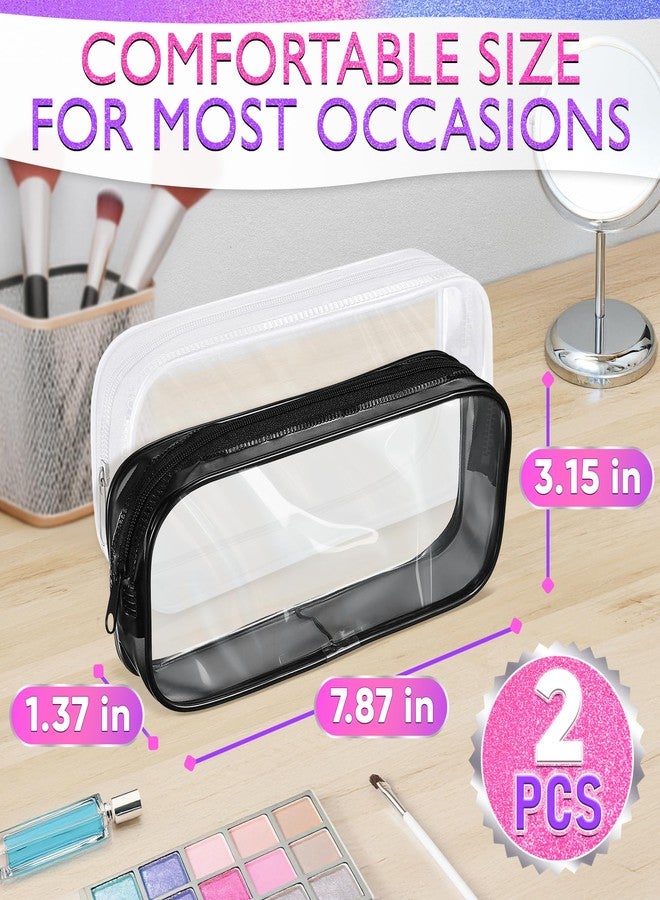 KETAR Small Makeup Bag for Purse - 2 Pcs Clear Zipper Pouches, Soft, Elastic, Waterproof Plastic Small Cosmetic Bag for Purse, Space-Efficient, Stylish Design - Great for Organizing Essentials on the Go - Image 2