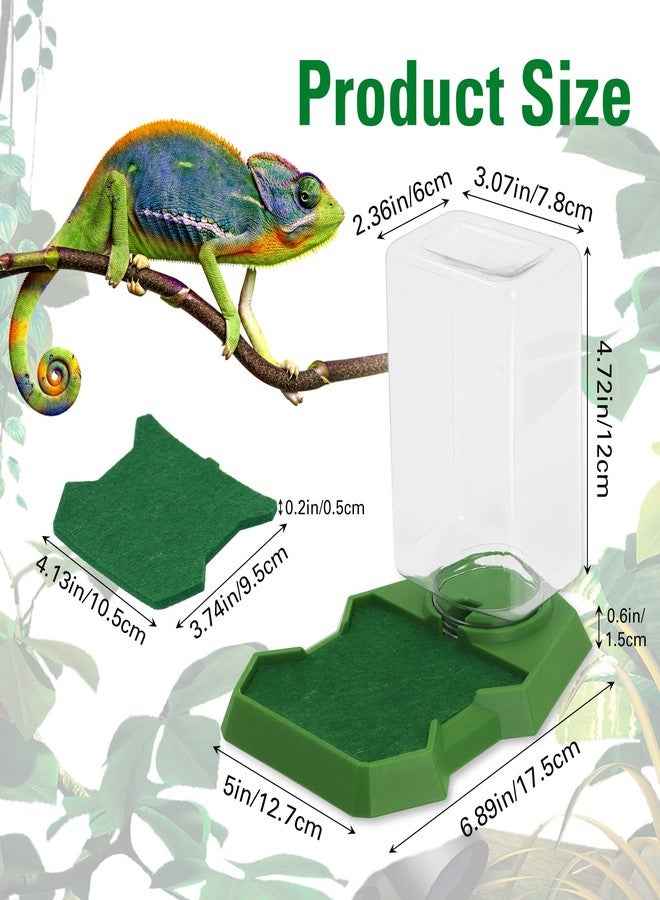 APlayfulBee Reptile Water Dish Food Dish with Bottle, Prevent Drowning Water Dispenser, Water Feeder Automatic Water Feeding Accessories for Terrarium Tank, Turtle, Geckos, Lizards, Amphibians (Green) - Image 2