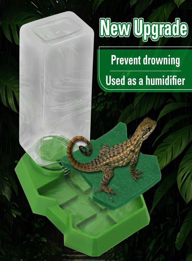 APlayfulBee Reptile Water Dish Food Dish with Bottle, Prevent Drowning Water Dispenser, Water Feeder Automatic Water Feeding Accessories for Terrarium Tank, Turtle, Geckos, Lizards, Amphibians (Green) - Image 5