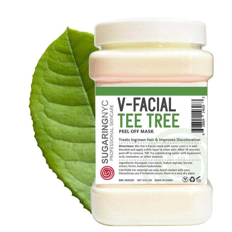 Sugaring NYC Vajacial Jelly Mask Peel-Off Bikini, Underarms Area Peel Mask - Tea Tree with Pieces of Tea - Professional Size 23oz by Sugaring NYC - Image 1