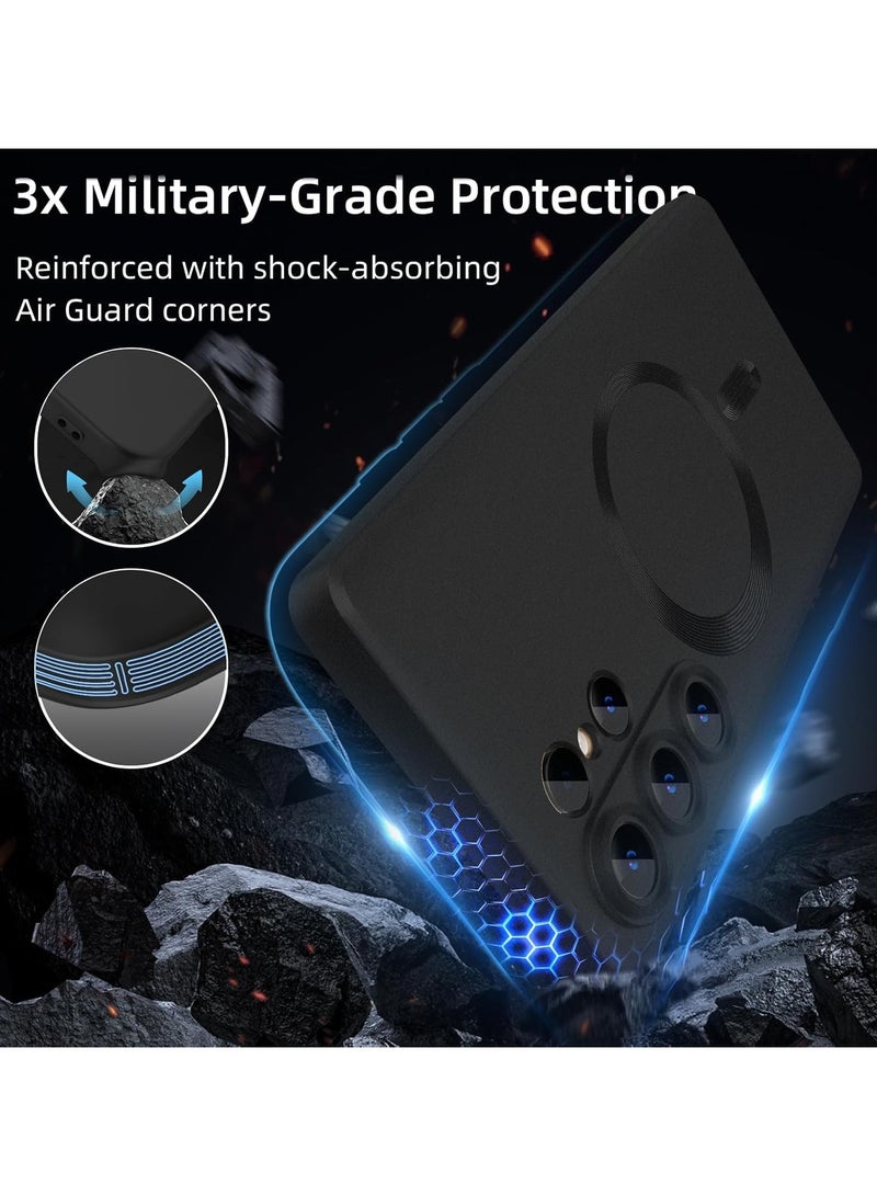 إكس ليفيل حافظة مغناطيسية X-Level لهاتف سامسونج جالاكسي S25 الترا، متوافقة مع MagSafe، غطاء معدني من السيليكون الناعم المضاد للخدش، أسود - Image 5