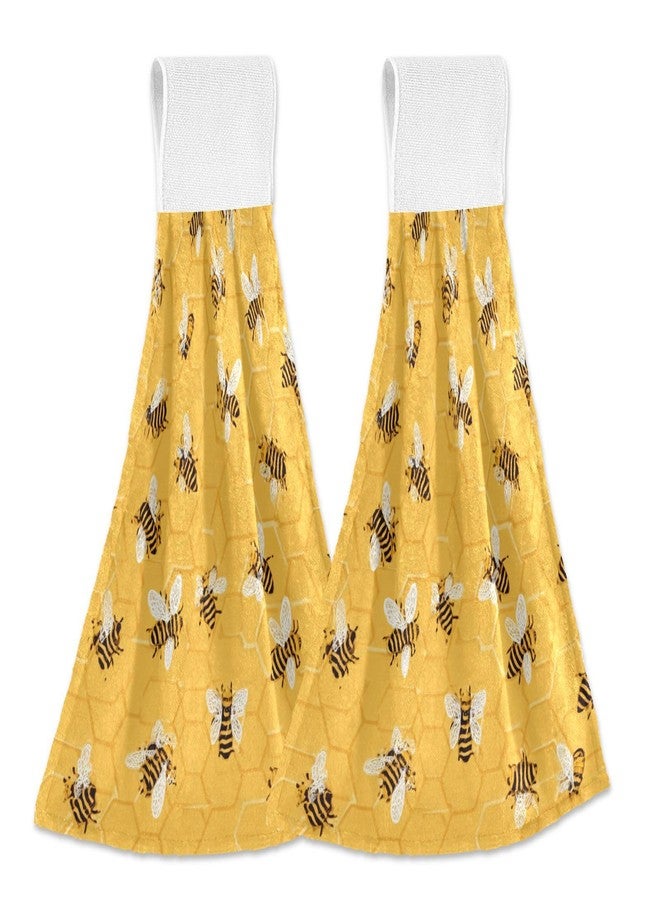 Boccsty Watercolor Bee Fingertip Bath Towels 2 Pieces Bee Honey Hanging Hand Bath Towel Tea Bar Towels for Bathroom Farmhouse Housewarming Tabletop Home - Image 1