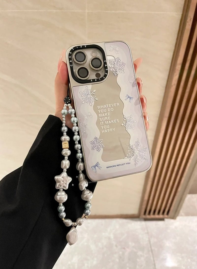 Casetify Star Pearl Phone Charm Strap, Iridescent Faux Pearl Beaded Wrist Chain with Double Star Ornament, Elegant Trendy Decorative Phone Lanyard for Women - Image 2