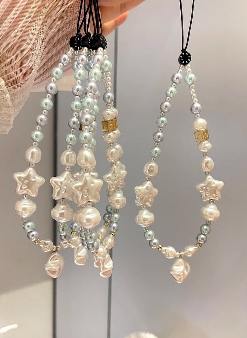 Casetify Star Pearl Phone Charm Strap, Iridescent Faux Pearl Beaded Wrist Chain with Double Star Ornament, Elegant Trendy Decorative Phone Lanyard for Women - Image 5
