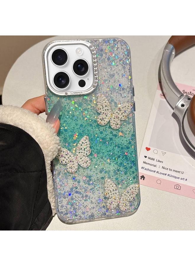 زبون جراب لهاتف iPhone 13 Pro بتصميم فراشات وسماء مرصعة بالنجوم متدرجة الألوان IMD - Image 1