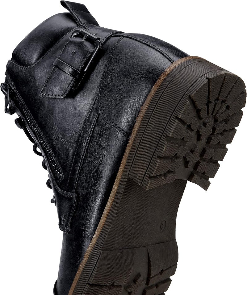 Vostey Men's Motorcycle Combat Ankle Boots - Black - Image 3