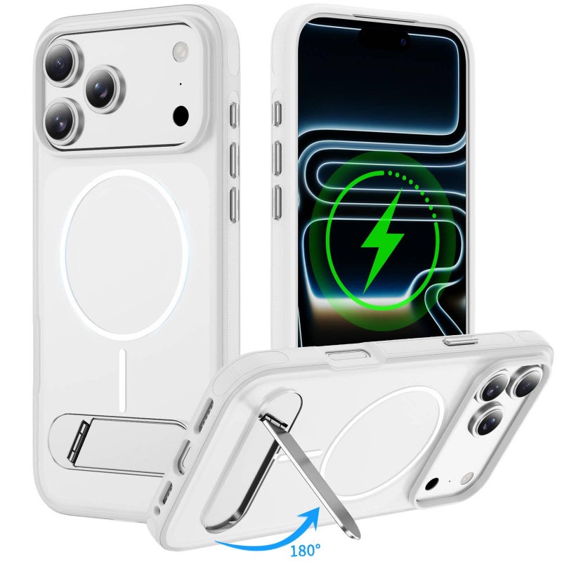PC MagSafe Case for iPhone 13 with Drop Protection and Kickstand plus Shockproof plus Strong Magnetic plus Skin Feel in Translucent White - ModaStar - Image 1