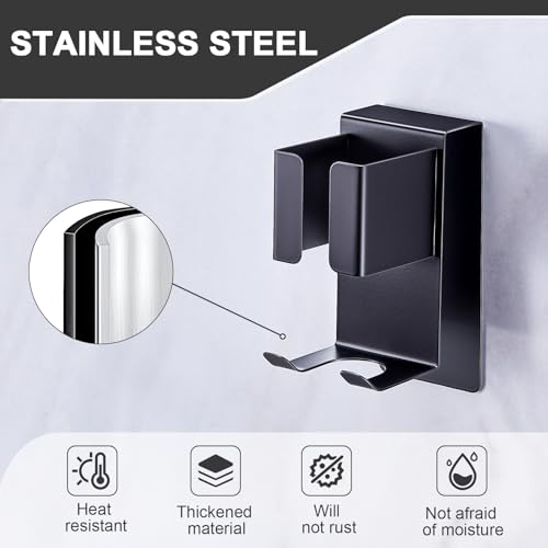 WAYASI Hair Straightener Holder Wall Mounted Blow Dryer Holder Blow Dryer and Curling Iron Holder Hair Dryer and Straightener Holder Bathroom Hair Tools Organizer and Storage Black 1Pc - Image 3