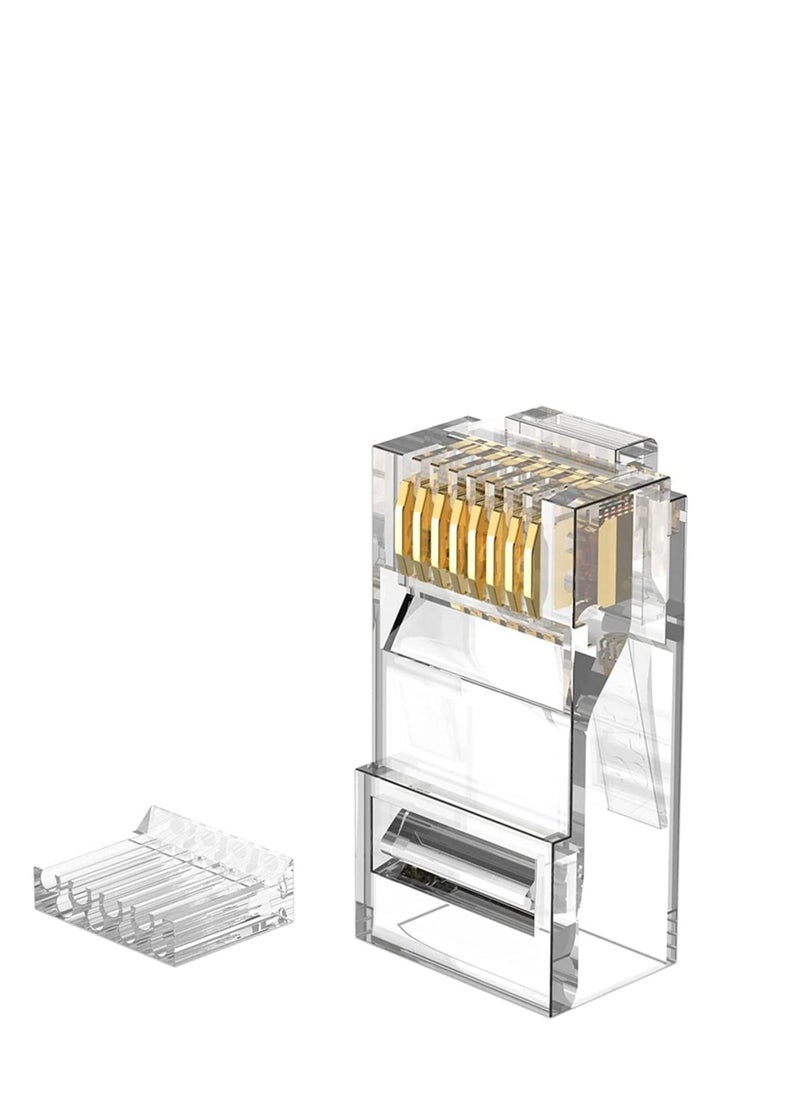 DKURVE - DKURVE® Cat6A RJ45 Connectors -Ethernet Connector RJ45 Gold-Plated 8P8C UTP Network Plug Transparent RJ45 Ends Cat6a Cable Insert Load Bar 50PCS - Image 1