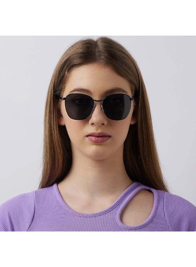 Lee Cooper Women's Polarized Sunglasses Dark Blue Frame Grey Mirror Lens 55mm  - LC1207C03