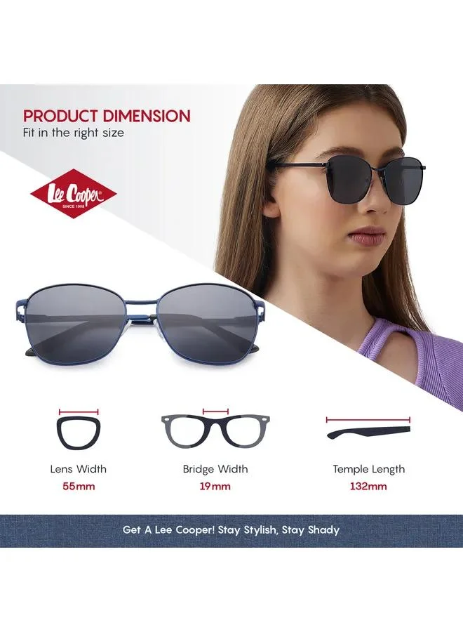 Lee Cooper Women's Polarized Sunglasses Dark Blue Frame Grey Mirror Lens 55mm  - LC1207C03