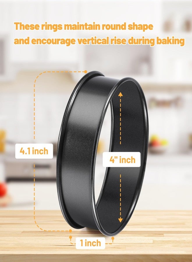 FANGSUN English Muffin Ring 4 Inches, Crumpet Rings Non-stick, Double Rolled Stainless Steel Ring Molds for Cooking Set of 6, Round Baking Egg Rings for Food, Breakfast, Metal Pastry Tart Rings - Image 4
