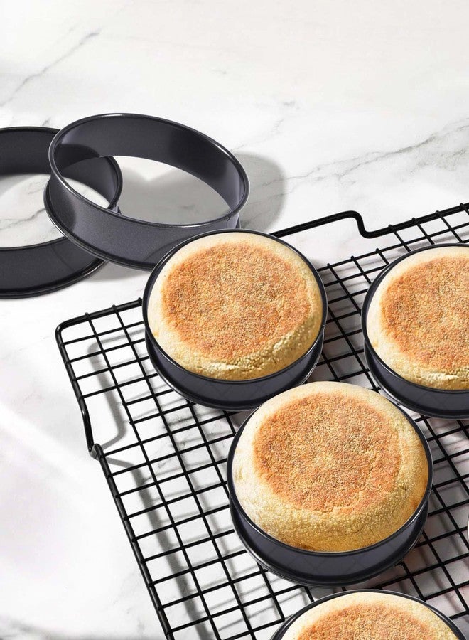 FANGSUN English Muffin Ring 4 Inches, Crumpet Rings Non-stick, Double Rolled Stainless Steel Ring Molds for Cooking Set of 6, Round Baking Egg Rings for Food, Breakfast, Metal Pastry Tart Rings - Image 5
