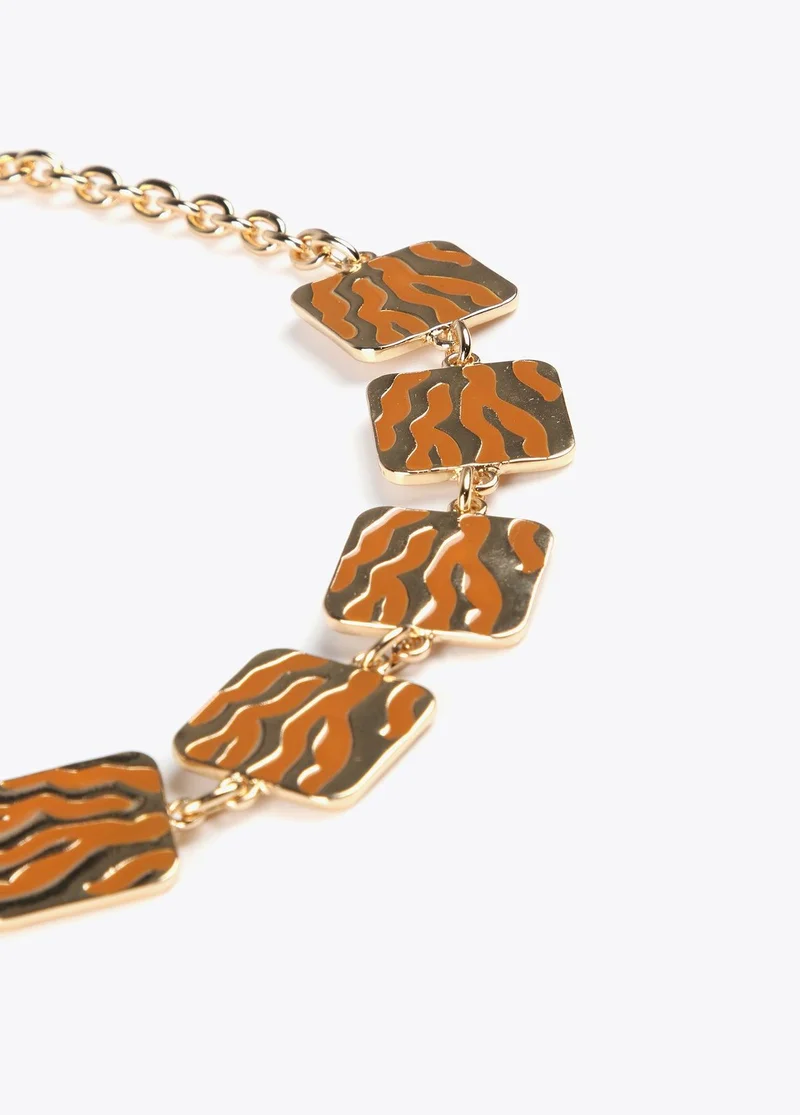 Lola Casademunt Short Square Animal Print Necklace