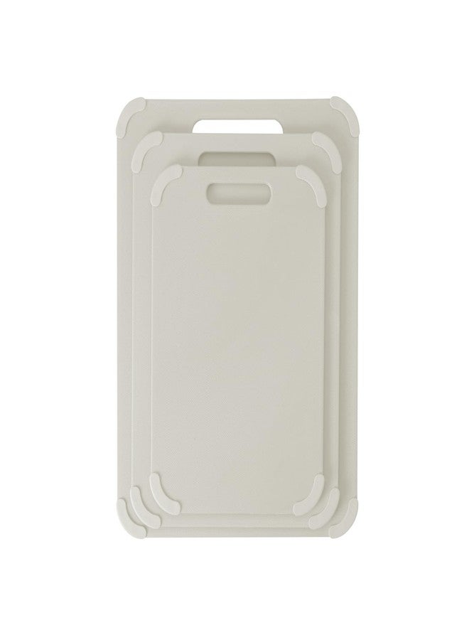 Dexas Fresh Prep 3-Pack Non-Slip Cutting Board Set - Dishwasher Safe Plastic Boards with Silicone Grip Corners & Handle, Cream (14.17" x 10.63", 12.6" x 9.06", 11.02" x 7.48") - Image 1