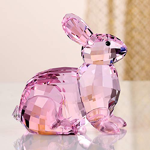 DOJOZ Crystal Bunny Rabbit Valentines Day Sweet Gifts Animal Collectible Cute Figurine Birthday Gifts Home Decor (Pink) - Image 3