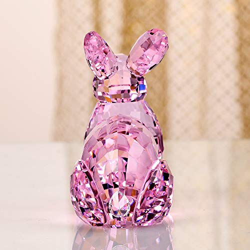 DOJOZ Crystal Bunny Rabbit Valentines Day Sweet Gifts Animal Collectible Cute Figurine Birthday Gifts Home Decor (Pink) - Image 4