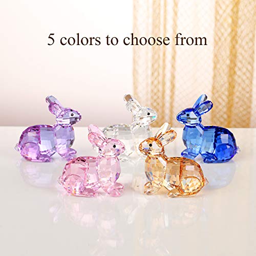 DOJOZ Crystal Bunny Rabbit Valentines Day Sweet Gifts Animal Collectible Cute Figurine Birthday Gifts Home Decor (Pink) - Image 5