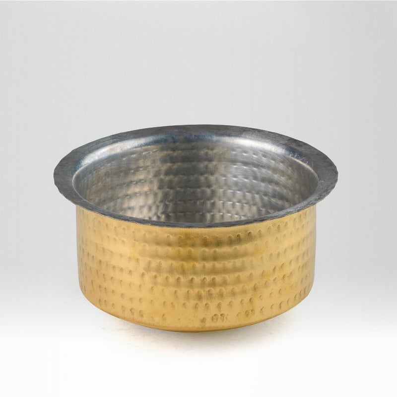 Healthsmith Healthsmith Pure Brass Hammered, Polished Patila for Cooking | Tope/Tapeli/Bhaguna | Pital Patila for Kitchen | Hammered, Volume- 1.35 litres, 9.5 cm x 18.5 cm  - Image 2