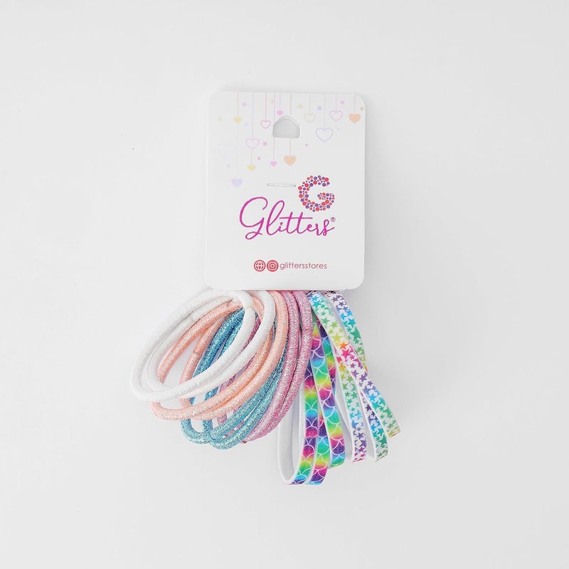 Glitters مجموعة أربطة شعر مرمرية مرنة أنيقة من GLITTERS للفتيات والنساء (مجموعة من 14) - Image 1